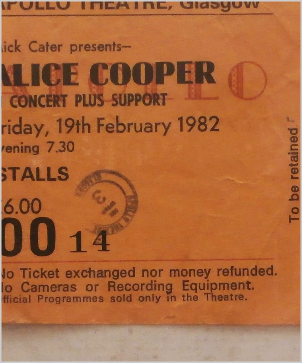 Alice Cooper - Friday 19 February 1982, Apollo Theatre Glasgow  (P6050227) 