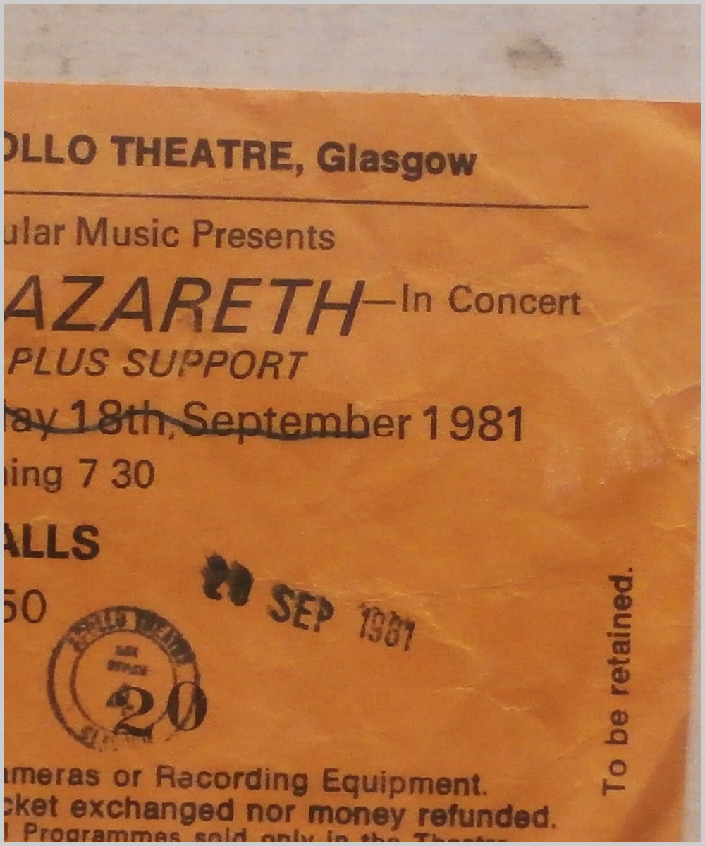 Nazareth - Sunday 20 September 1981, Apollo Theatre Glasgow  (P6050234) 