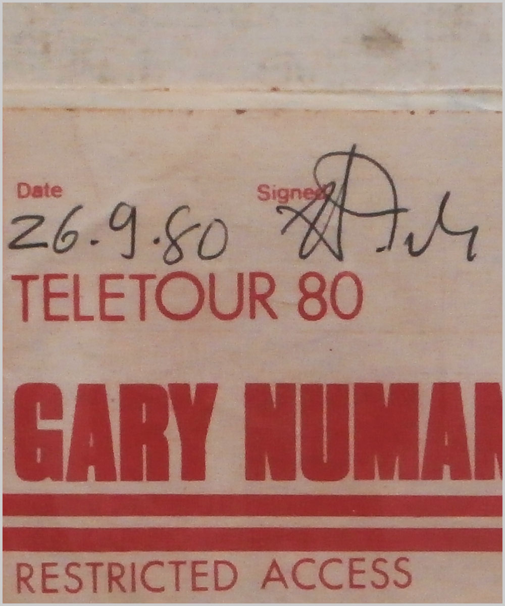 Gary Numan - 26 September 1980, Restricted Access pass, Teletour 80  (P6050239) 