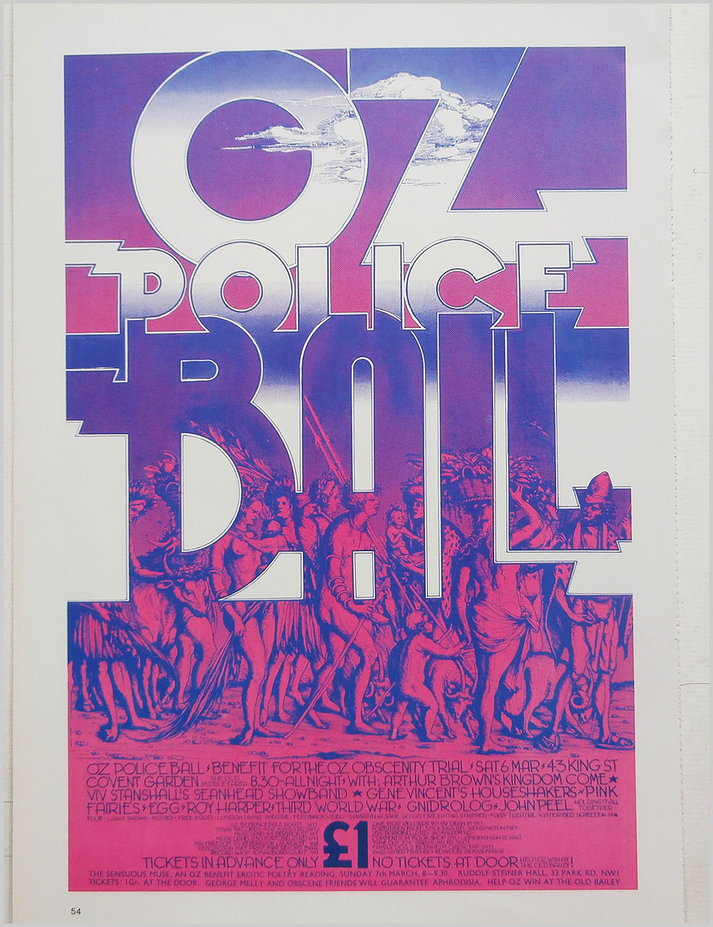 First International Pop Festival 1968 and Oz Police Ball - Rock Poster: First International Pop Festival 1968 b/w Oz Police Ball  (PB100290) 