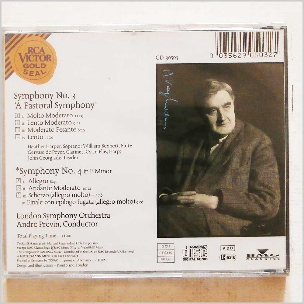Andre Previn, London Symphony Orchestra - Vaughan Williams: Symphony No. 3 A Pastoral, Symphony 4  (35629050327) 