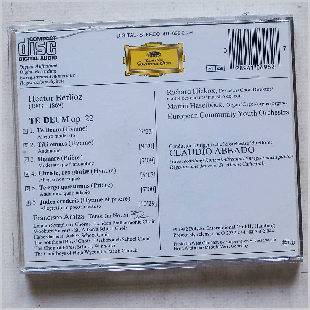 Claudio Abbado - Berlioz: Te Deum  (410 696-2) 