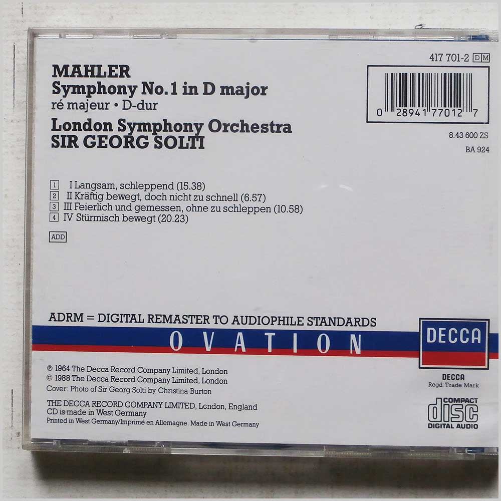 Sir Georg Solti, London Symphony Orchestra - Mahler: Symphony No.1  (417 701-2) 