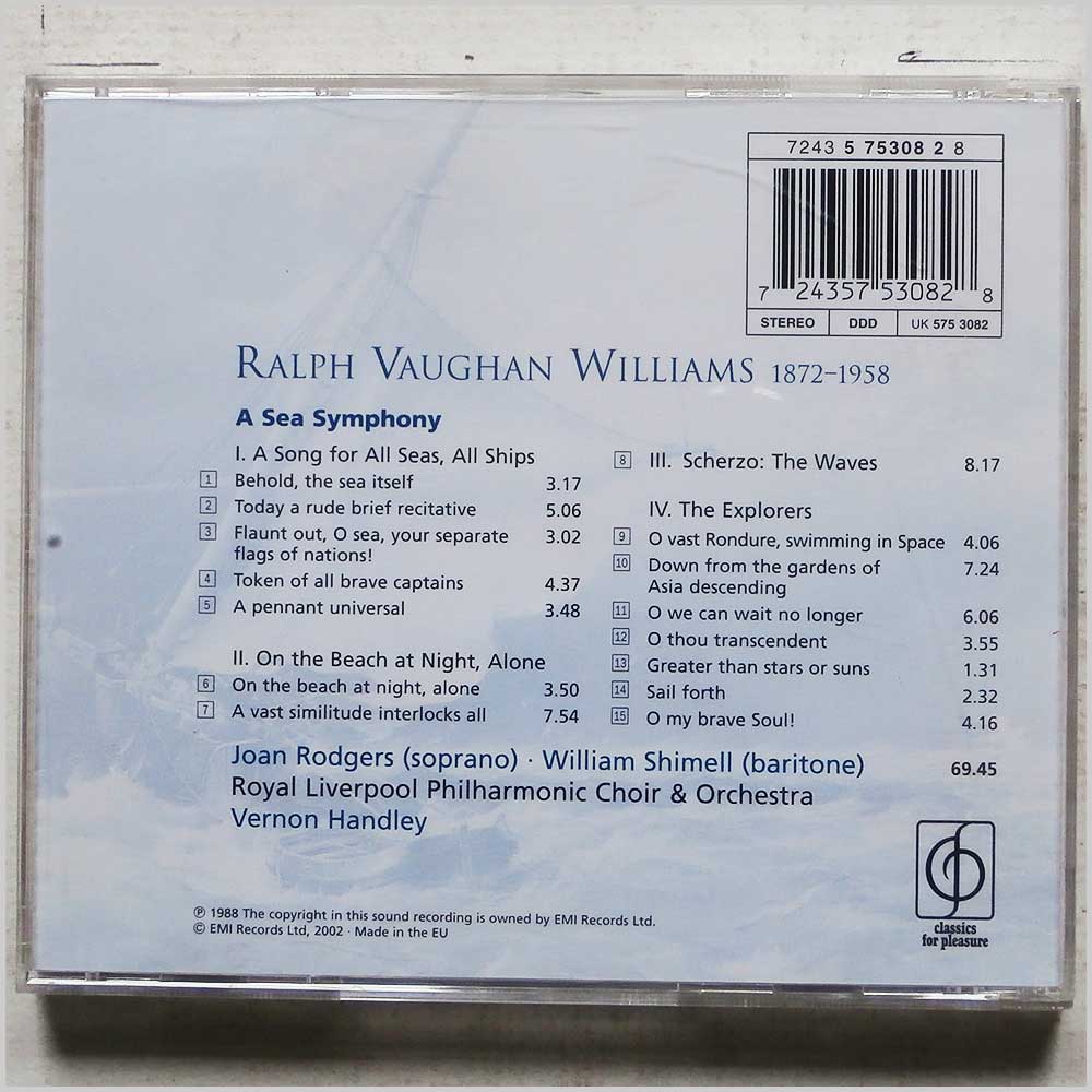 Joan Rodgers, Royal Liverpool Philharmonic Choir - Vaughan Williams: A Sea Symphony  (7243 5 75308 2 8) 