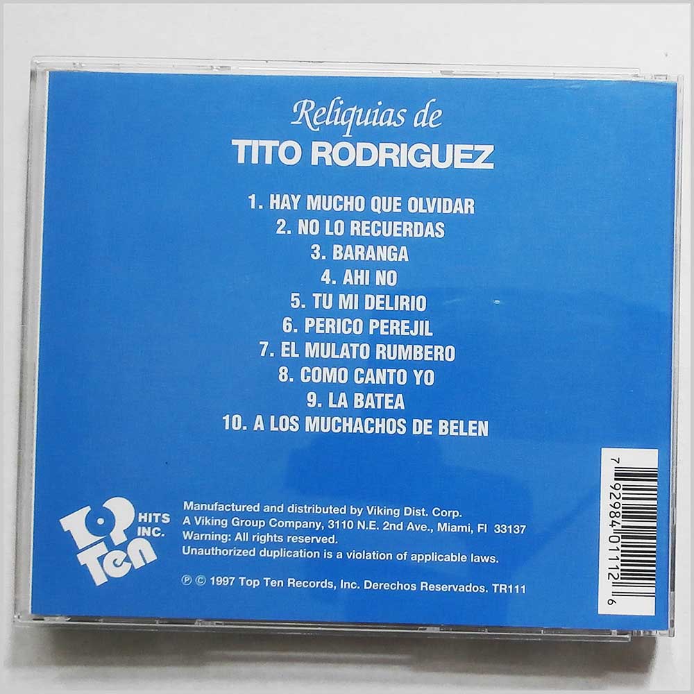 Tito Rodriguez y Su Orquesta - Reliquias de Tito Rodriguez  (792984011126) 