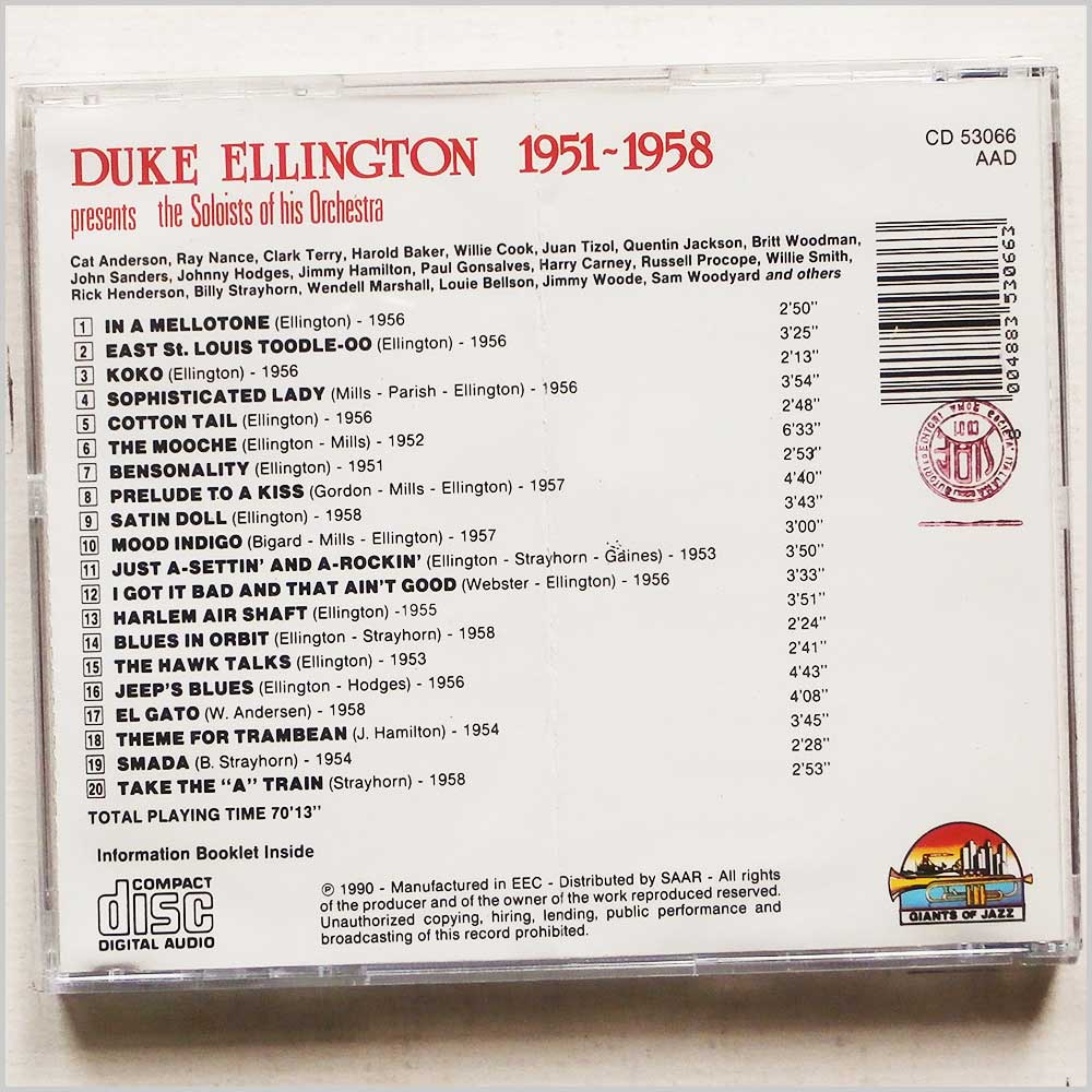 Duke Ellington - Duke Ellington Presents the Soloists of His Orchestra 1951-1958  (8004883530663) 