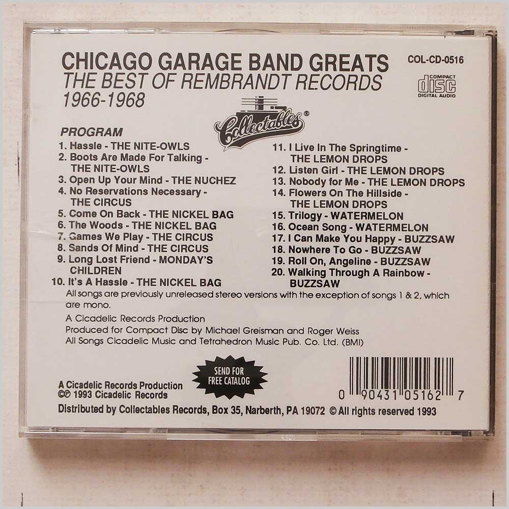 Various - Chicago Garage Band Greats! The Best of Rembrandt Records 1966-1968  (90431051627) 