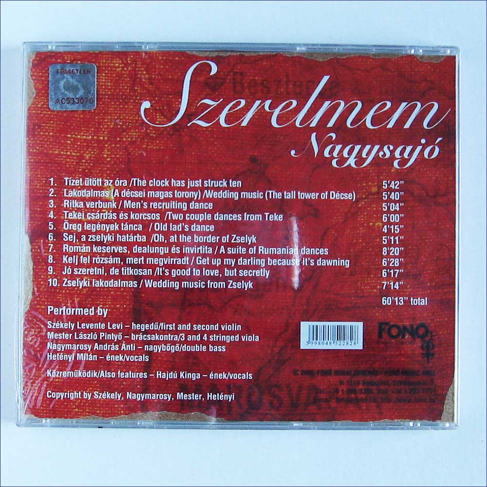 L Szekely, L Mester and Hajdu Kinga - Szerelmem Nagysajo, Romantic Folk Music From Transylvania  (FA-228-2) 