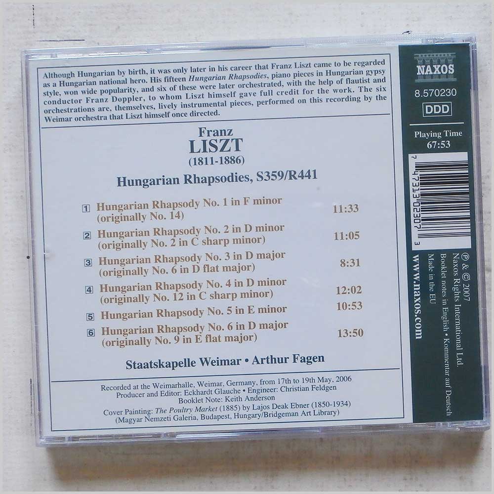 Arthur Fagen, Staatskapelle Weimar - Liszt: Hungarian Rhapsodies Nos. 1-6  (Naxos 8.570230) 