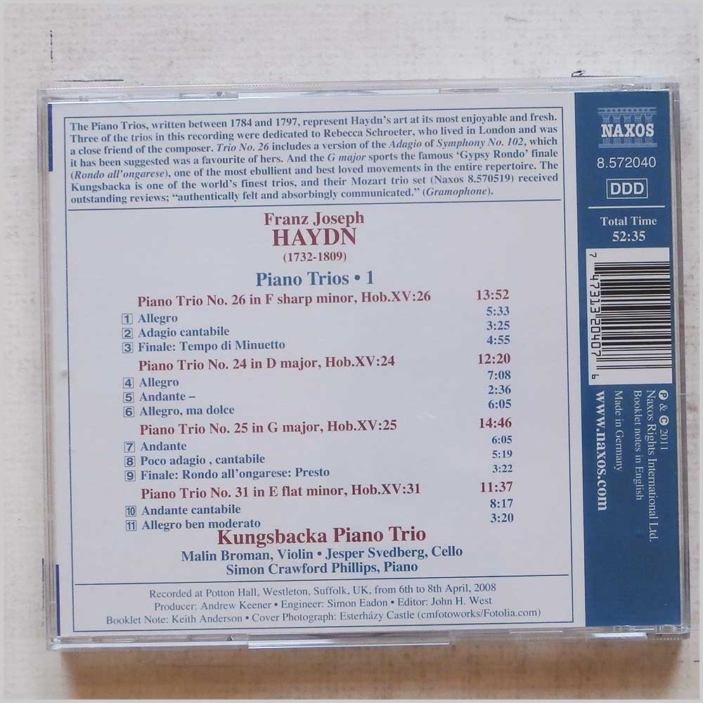Kungsbacka Piano Trio - Haydn: Piano Trios Nos. 24, 25, 26 and 31  (Naxos 8.572040) 