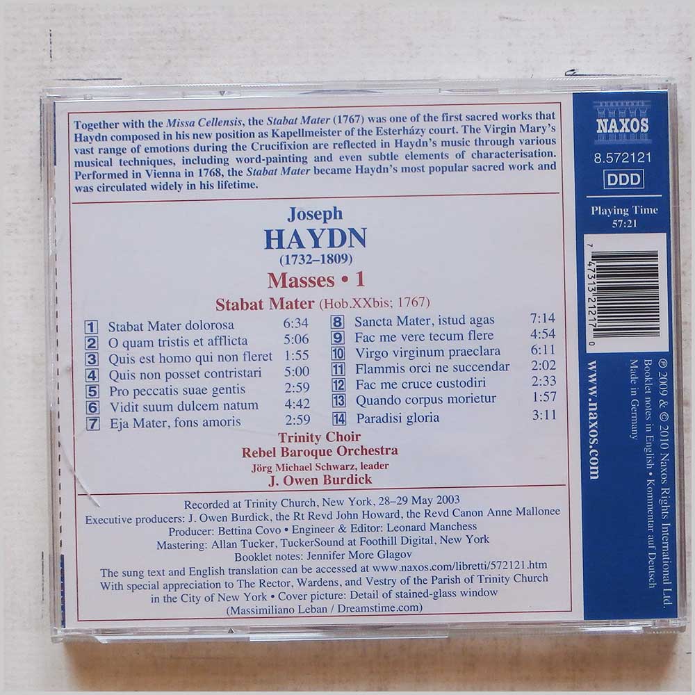 Trinity Choir, REBEL Baroque Orchestra, J. Owen Burdick - Haydn: Stabat Mater  (Naxos 8.572121) 