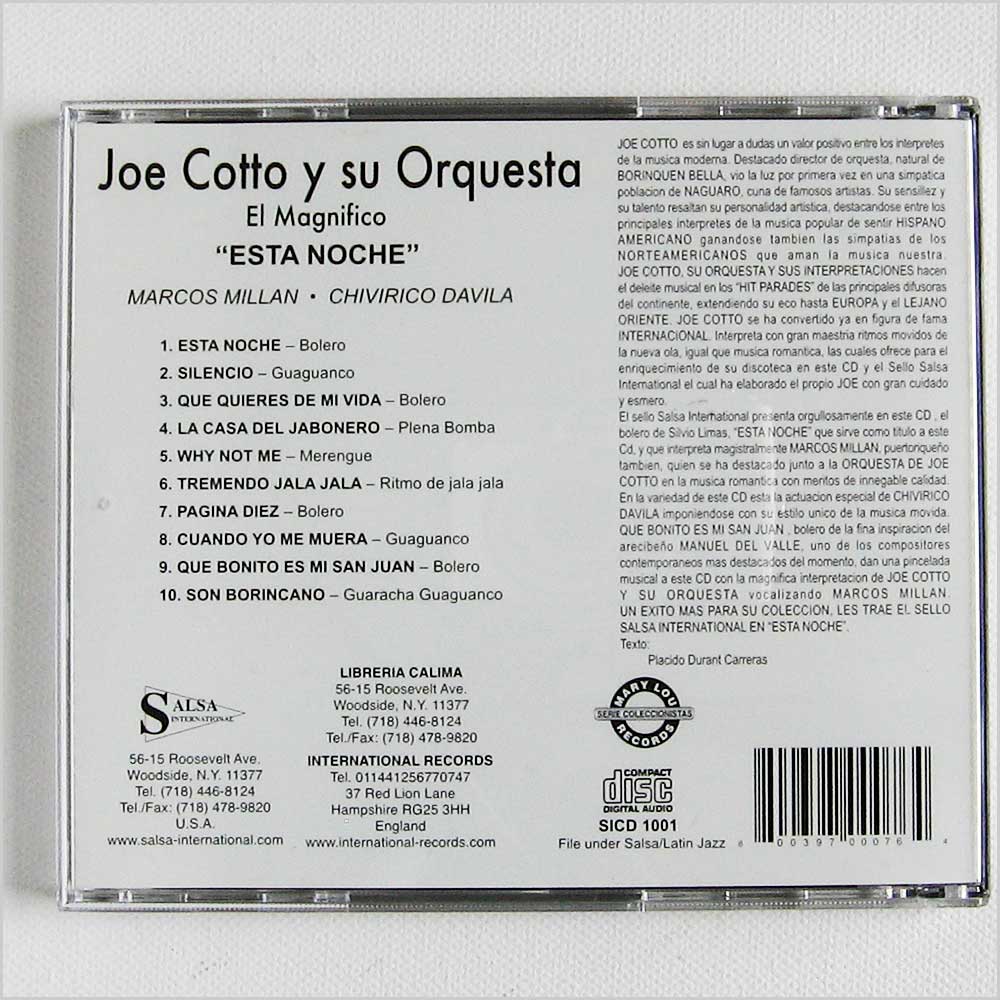Joe Cotto Y Su Super Orquesta - Esta Noche  (SICD1001) 