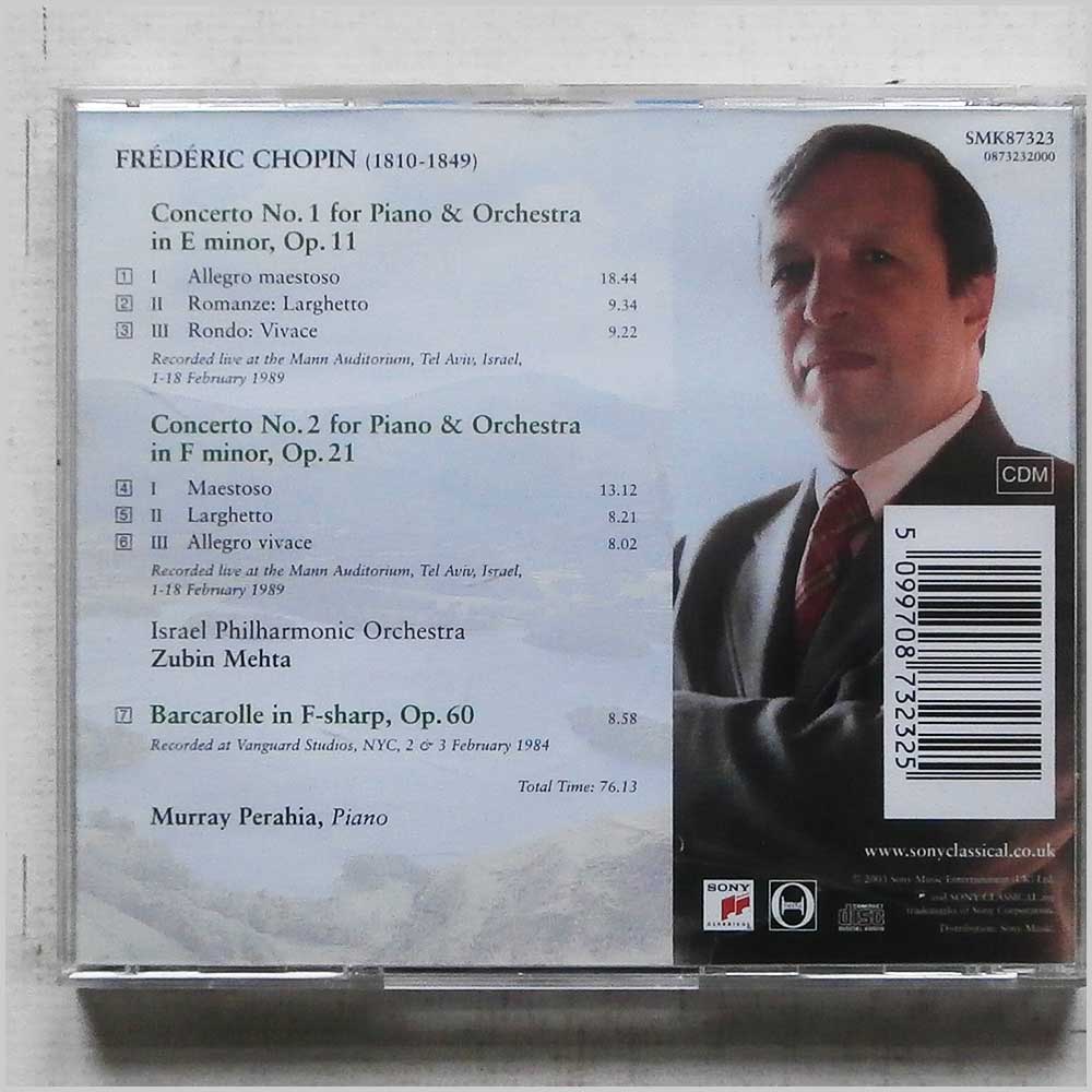 Murray Perahia, Zubin Mehta - Chopin: Piano Concertos No.s 1 and 2, Barcarole  (SMK87323) 