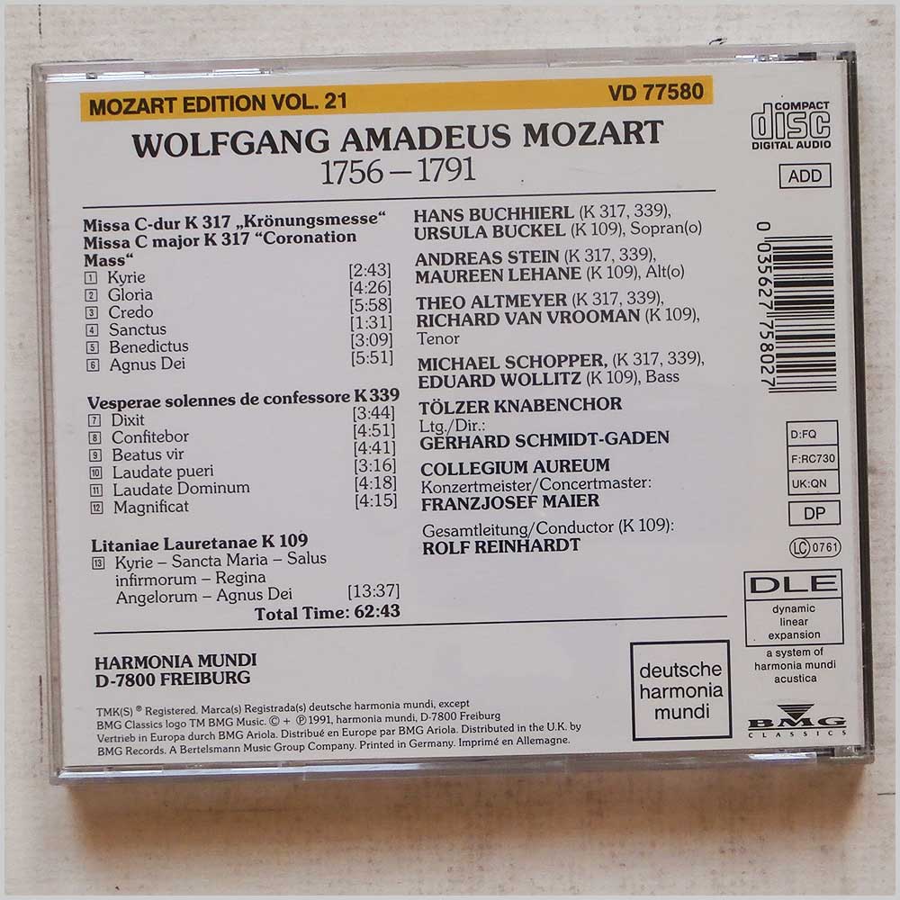 Various - Mozart: Coronation Mass, Mozart Edition, Vol.21  (VD77580) 
