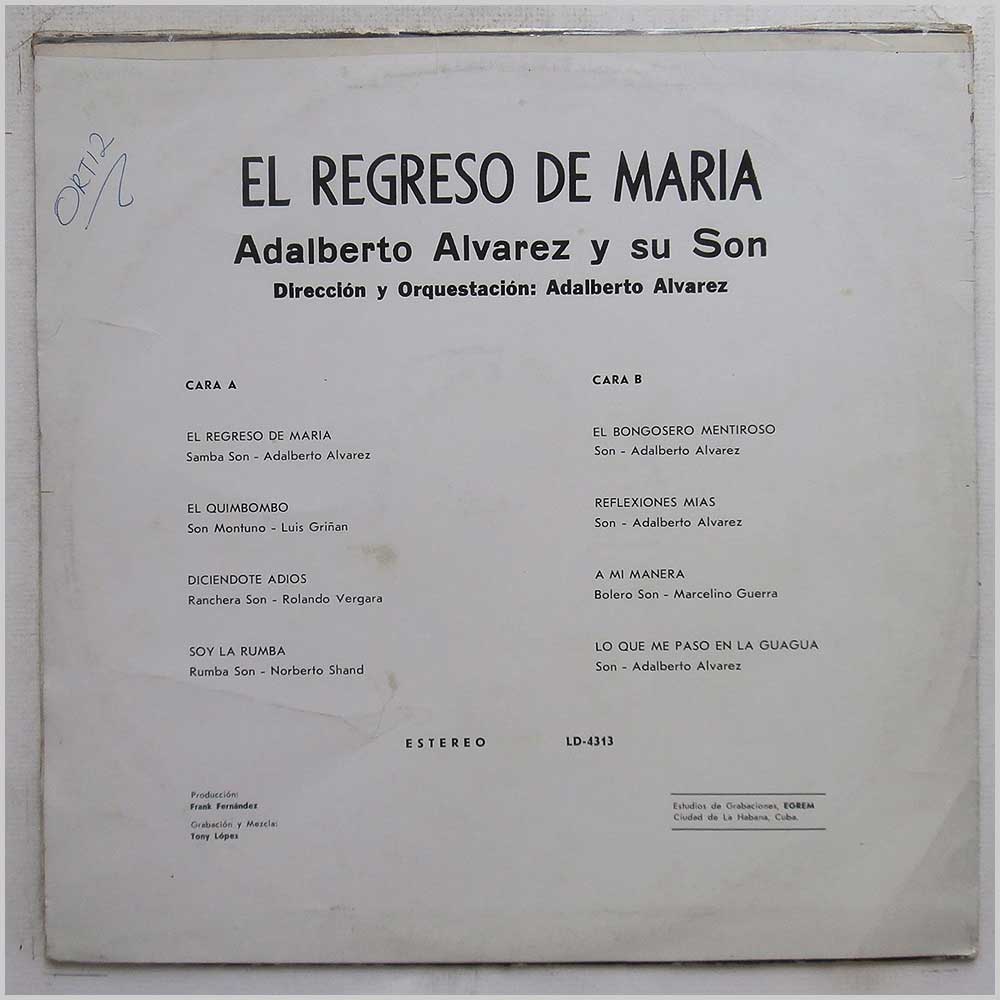 Adalberto Alvarez Y Su Son - El Regreso De Maria  (LD-4313) 
