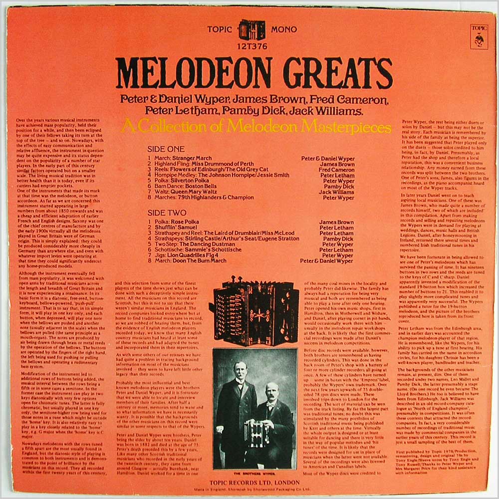 Vinyl LP: Various - Melodeon Greats (12TS376) hard to find collectable and rare music Vinyl Record LPs