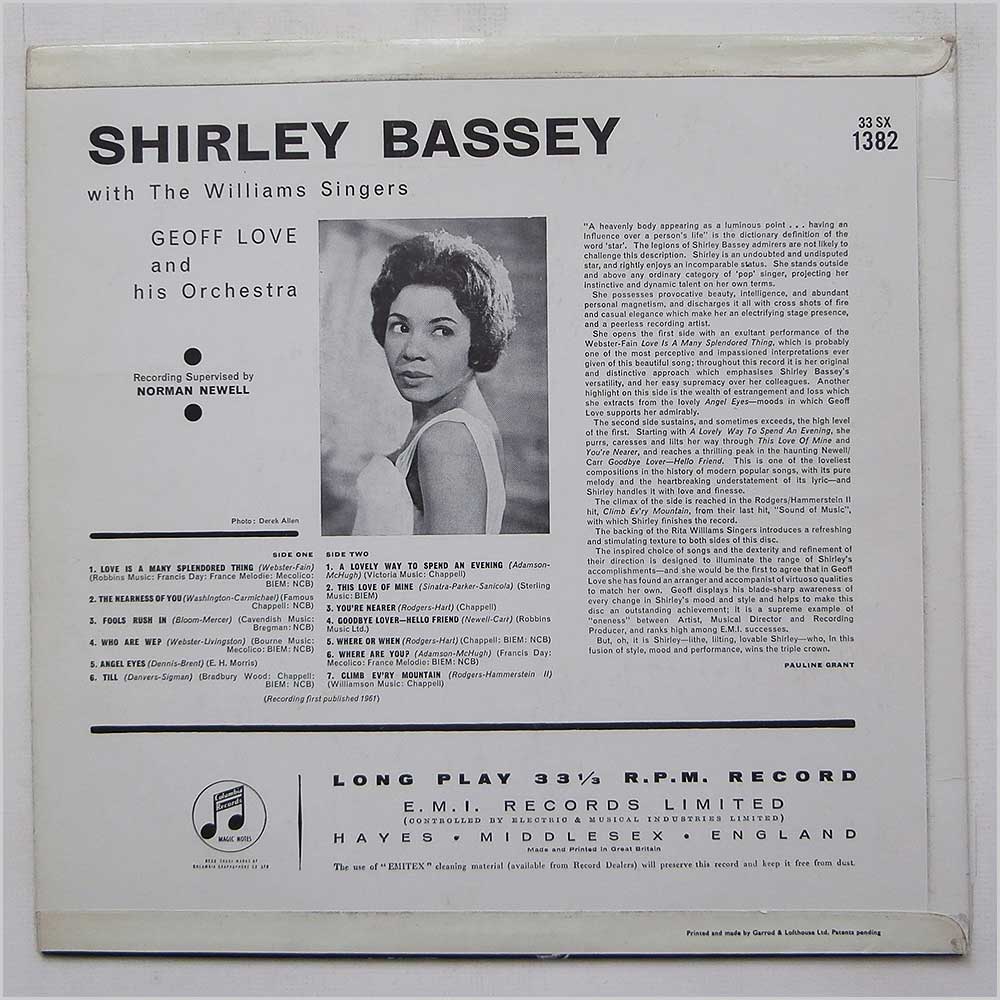 Shirley Bassey - Shirley Bassey  (33 SX 1382) 