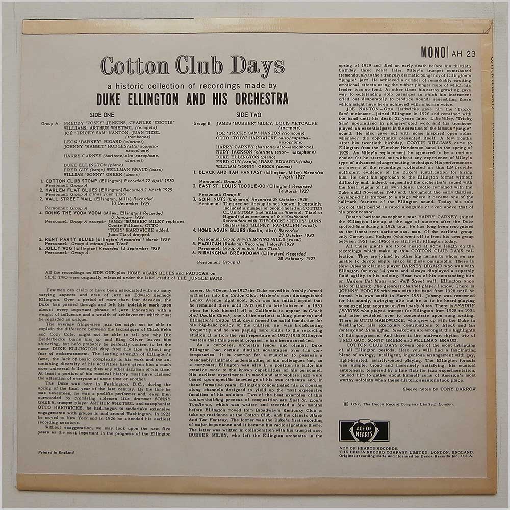 Duke Ellington and His Orchestra - Cotton Club Days  (AH 23) 