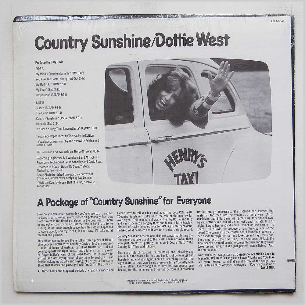 Dottie West - Country Sunshine  (APL1-0344) 