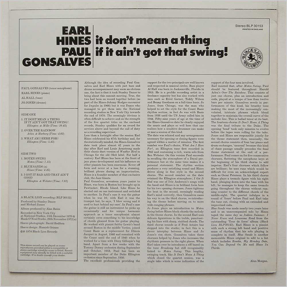 Earl Hines and Paul Gonsalves - It Don't Mean A Thing  (BLP 30153) 
