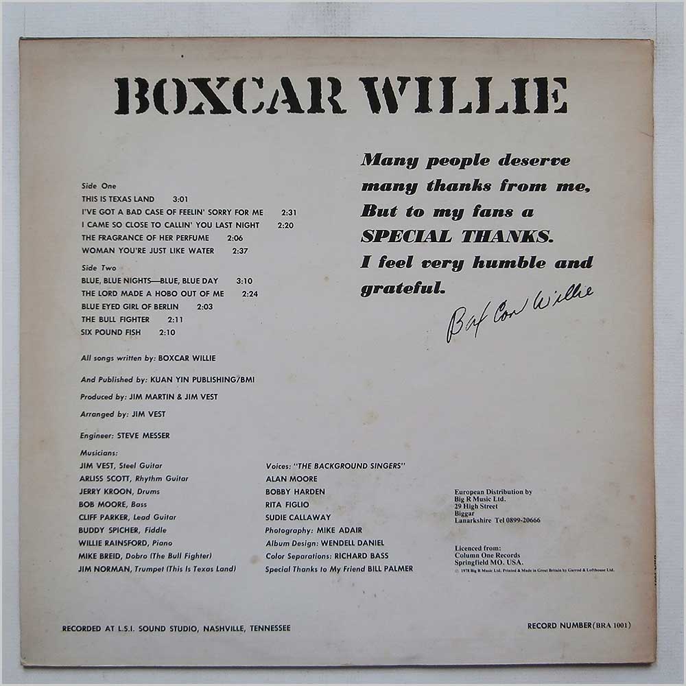 Boxcar Willie - Box Car Wilie  (BRA 1001) 