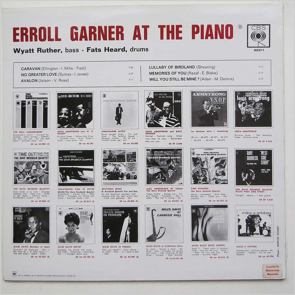 Erroll Garner - Erroll Garner At The Piano  (CBS 62311) 
