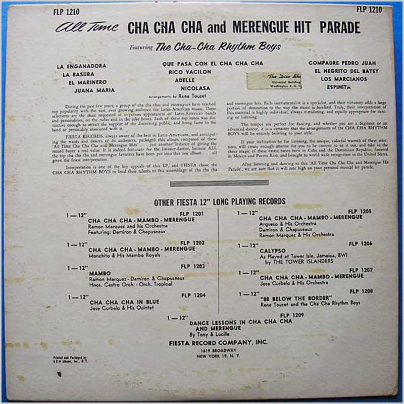 The Cha-Cha Rhythm Boys - All Time Cha-Cha-Cha and Merengue Hit Parade  (FLP 1210) 