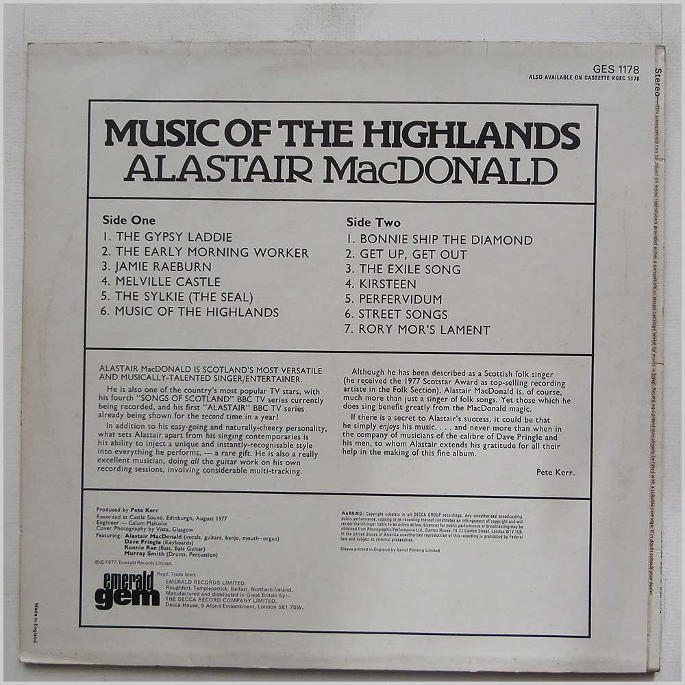 Alastair MacDonald - Music Of The Highlands  (GES 1178) 