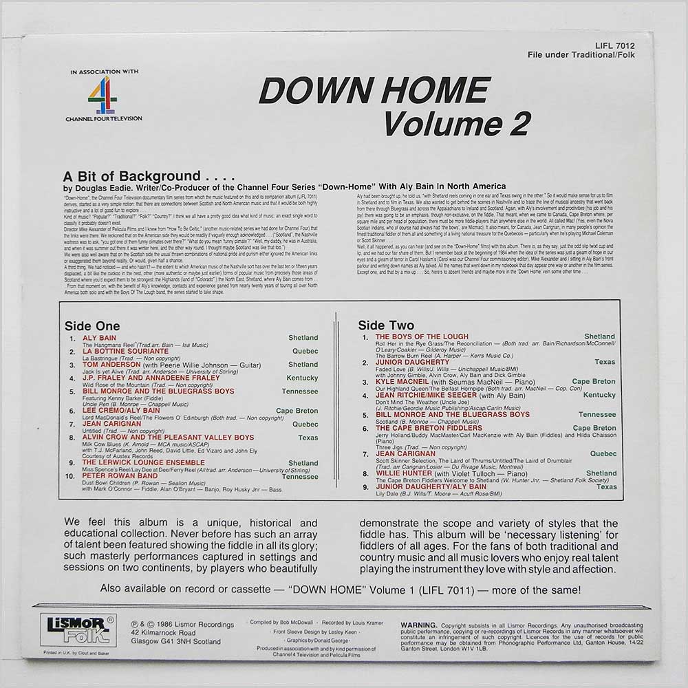 Various - Down Home Volume 2 Fiddle Music A Historic Journey Through Scotland To North America  (LIFL7012) 
