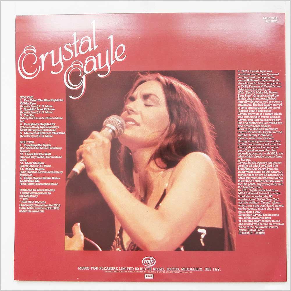 Crystal Gayle - I've Cried The Blue Right Out Of My Eyes  (MFP 50451) 