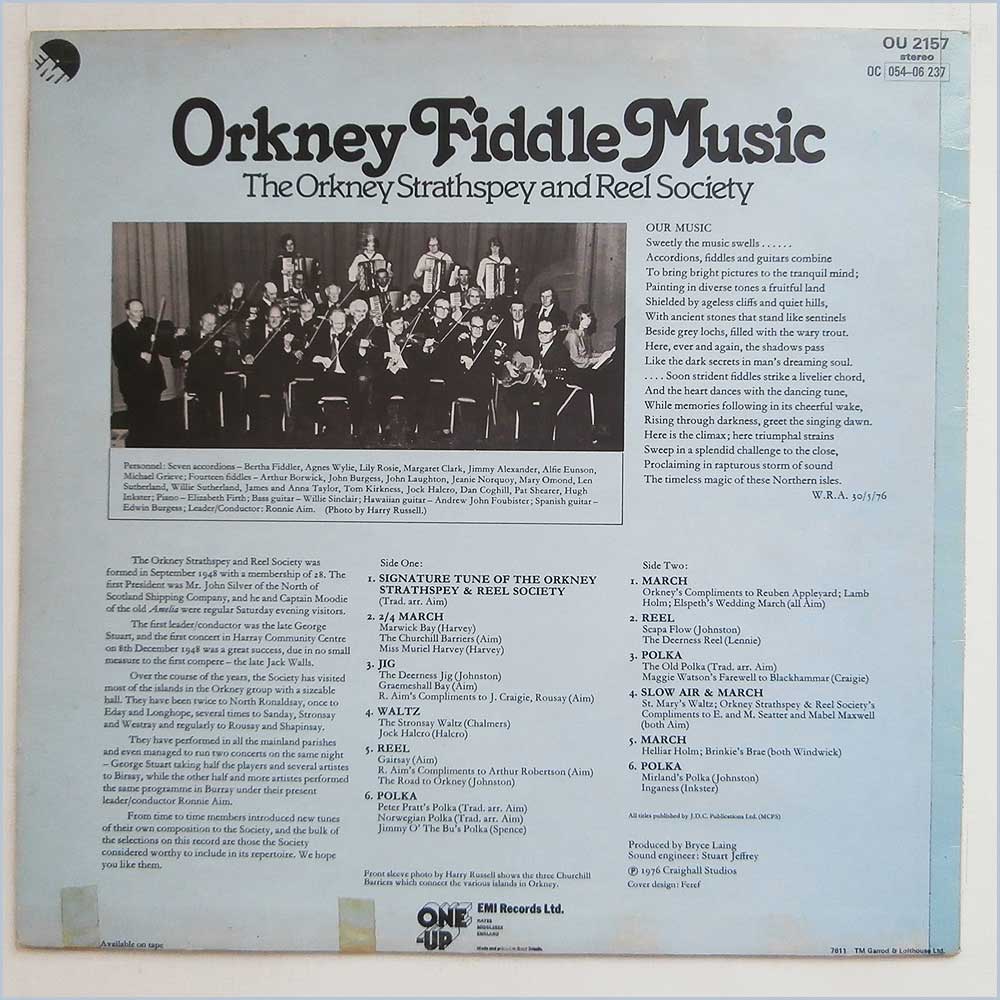 The Orkney Strathspey and Reel Society - Orkney Fiddle Music  (OU 2157) 