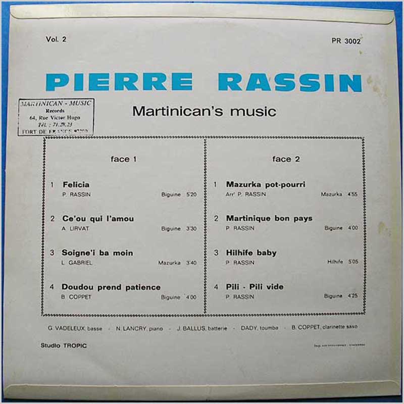 Pierre Rassin - Martinican's Music  (PR 3002) 
