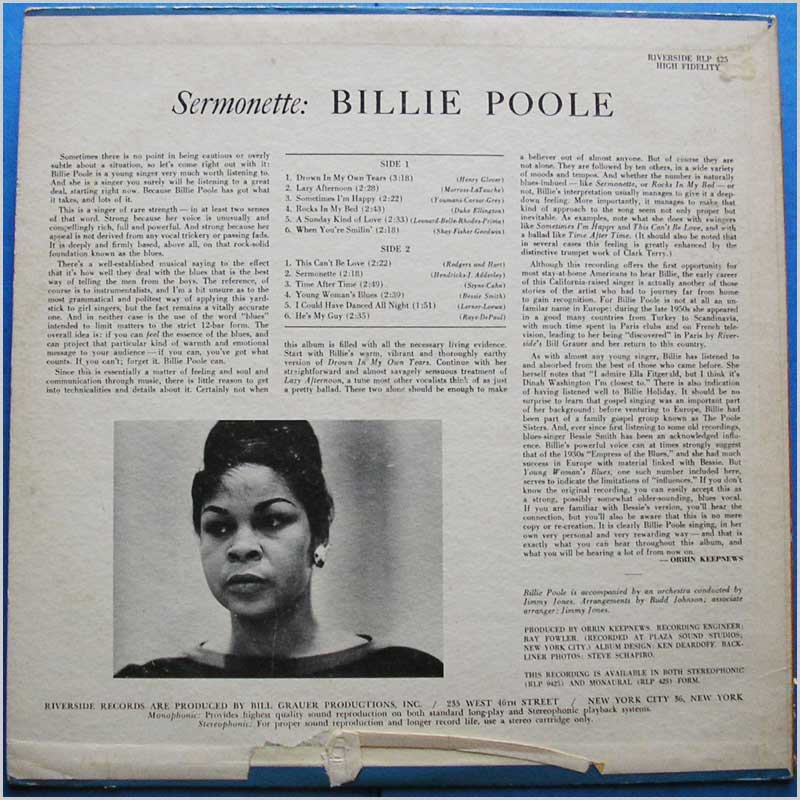 Billie Poole - Sermonette  (RLP 425) 