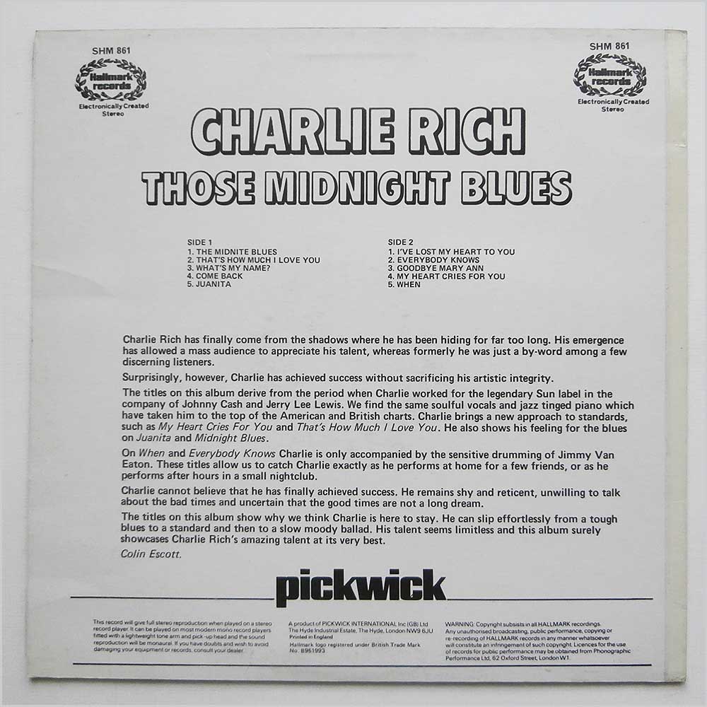 Charlie Rich - Those Midnight Blues  (SHM 861) 