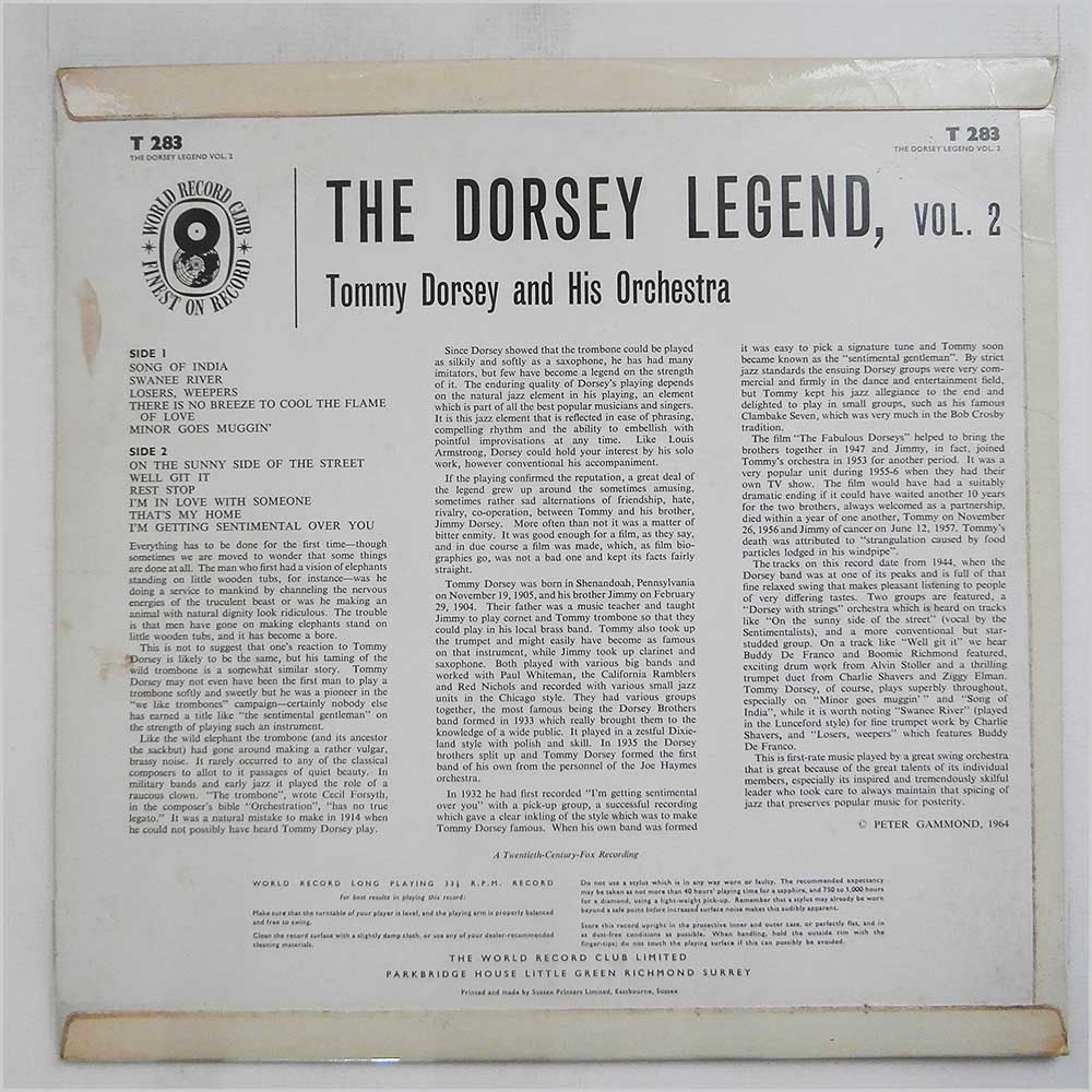 Tommy Dorsey - The Dorsey Legend Vol. 2  (T 283) 