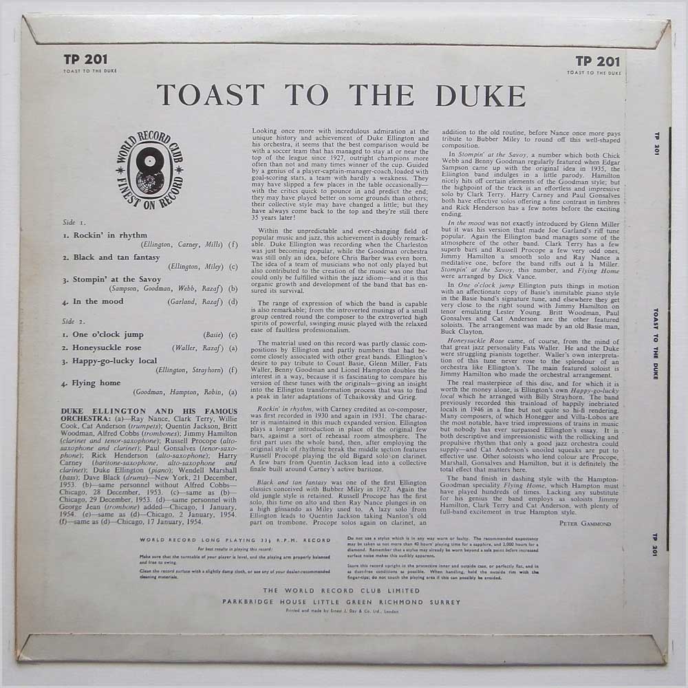 Duke Ellington - Toast To The Duke  (TP 201) 