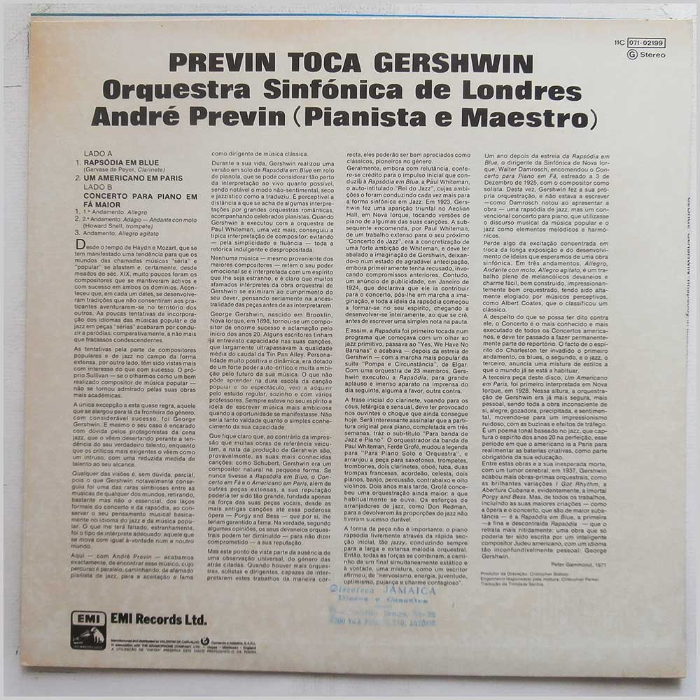 Andre Previn - George Gershwin: Rhapsody In Blue, Ein Amerikaner In Paris, Konzert Für Klavier&Orchester (Previn Toca Gershwin)  (11C 071-02199) 