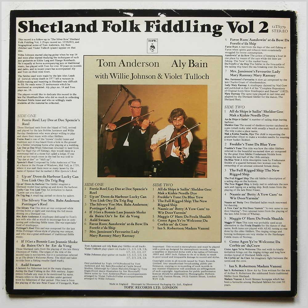 Tom Anderson, Aly Bain, Willie Johnson, Violet Tulloch - Shetland Folk Fiddling Vol 2  (12TS379) 