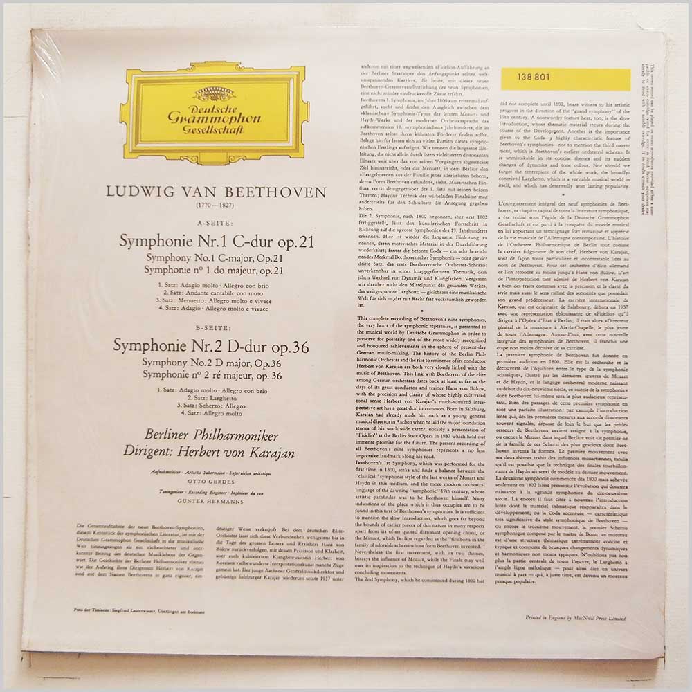 Herbert Von Karajan, Berlin Philharmonic - Beethoven: Symphonies 1 and 2  (138 801) 