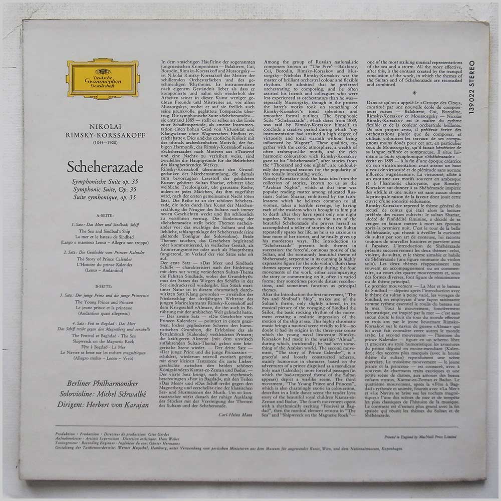 Herbert von Karajan, Berliner Philharmoniker - Rimsky-Korssakoff: Scheherazade  (139 022) 