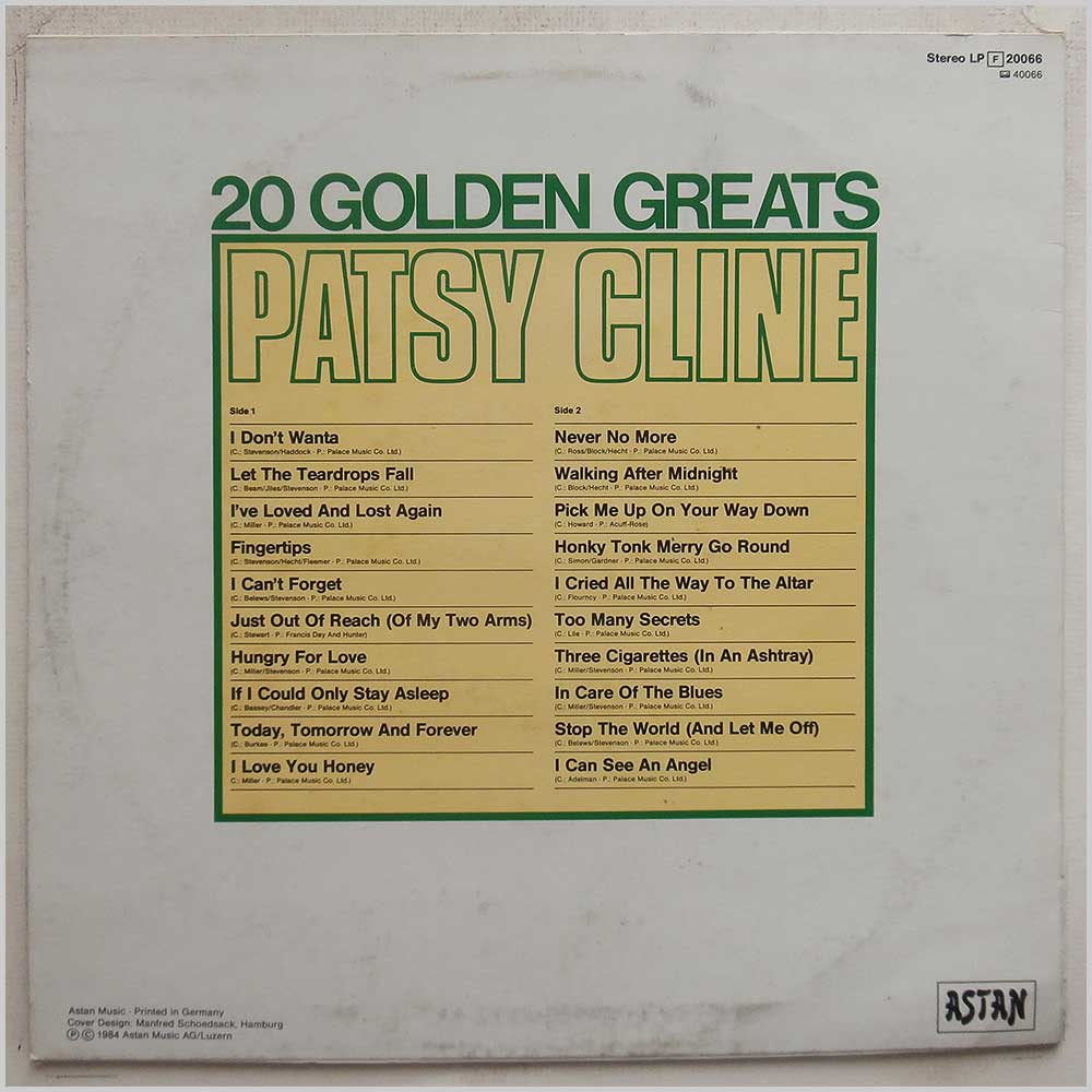 Patsy Cline - 20 Golden Greats  (20066) 