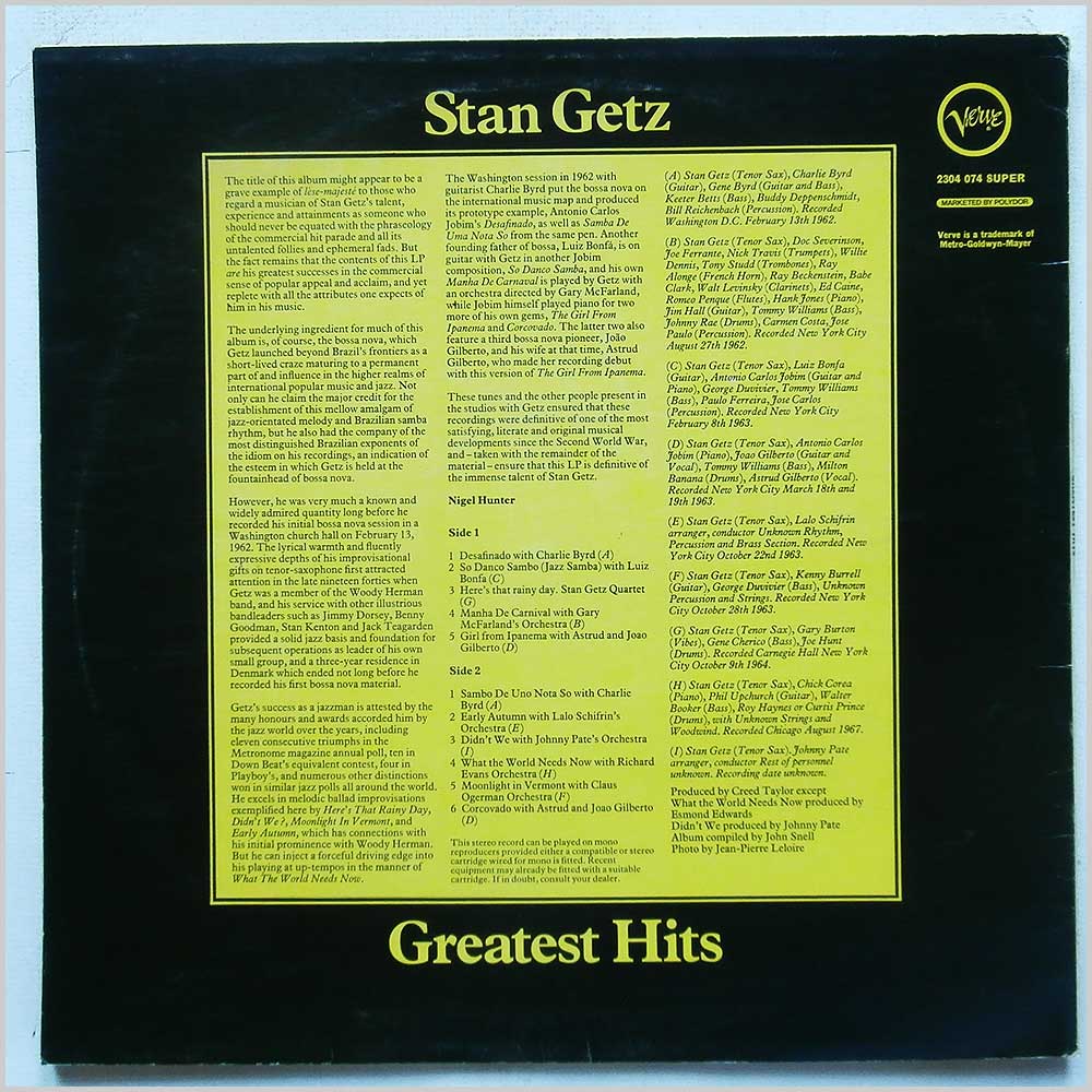 Stan Getz - Greatest Hits  (2304 074) 