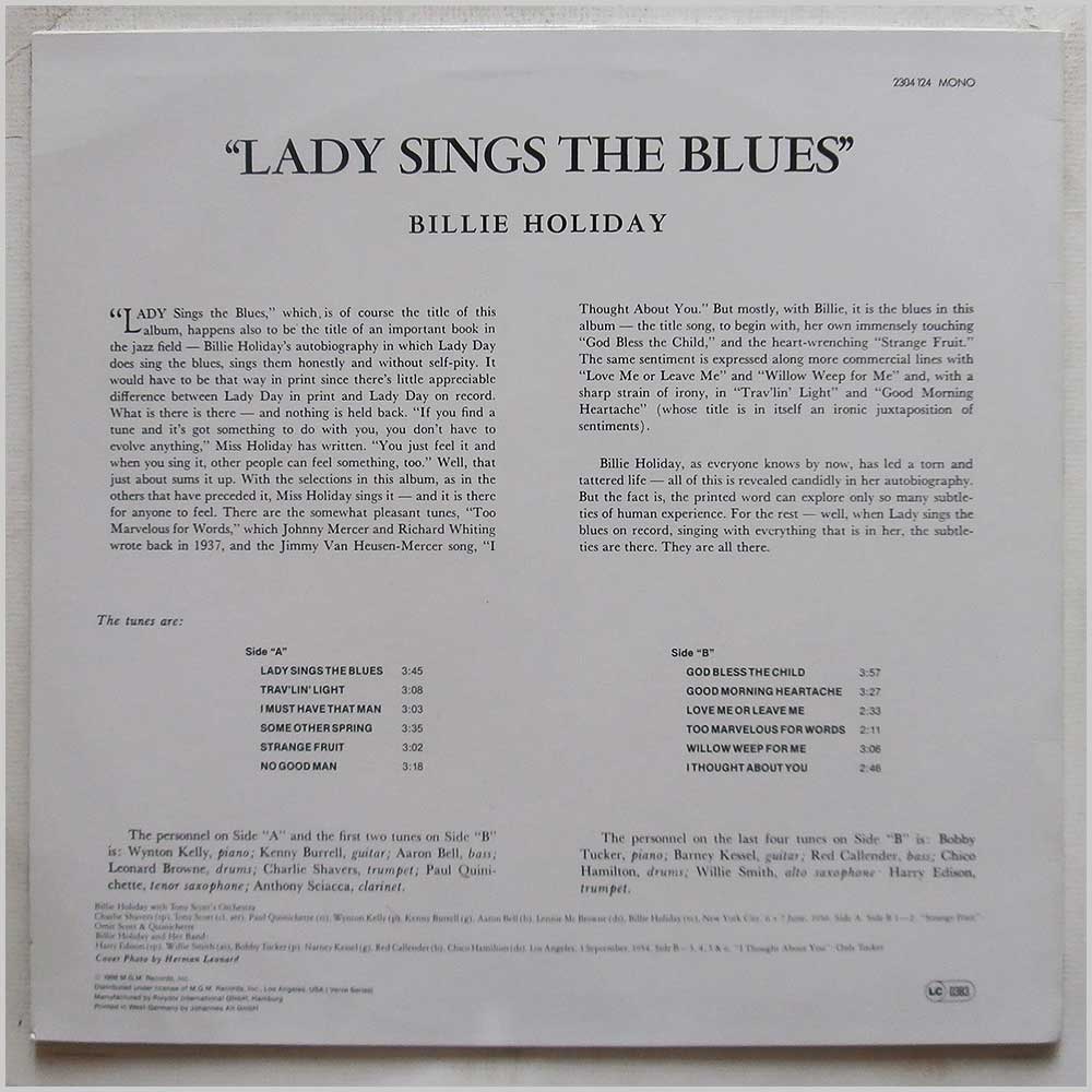 Billie Holiday - Lady Sings The Blues  (2304 124) 