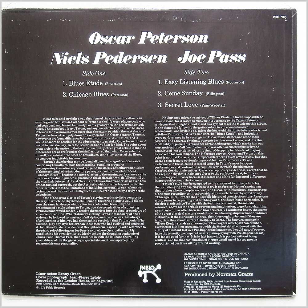 Oscar Peterson, Joe Pass, Niels Pederson - The Trio  (2310 701) 