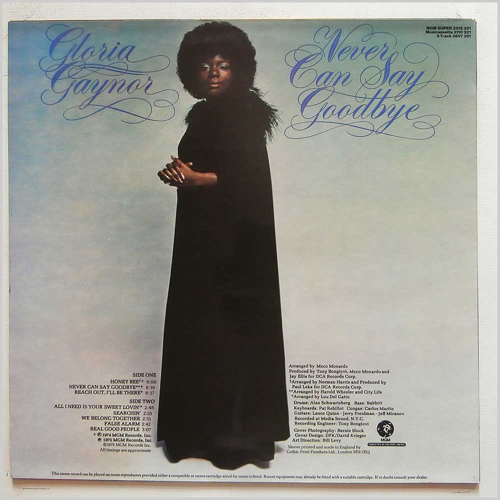 Gloria Gaynor - Never Can Say Goodbye  (2315 321) 
