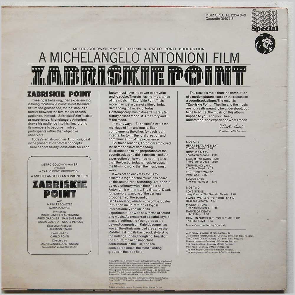 Various - Zabriskie Point (Music From The Motion Picture Sound Track)  (2354 040) 
