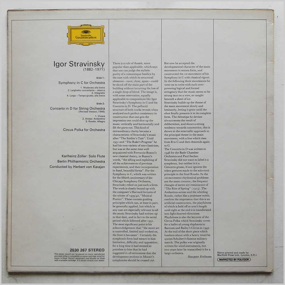 Herbert Von Karajan, Berliner Philharmoniker - Igor Stravinsky: Symphony in C, Concerto in D, Circus Polka  (2530 267) 