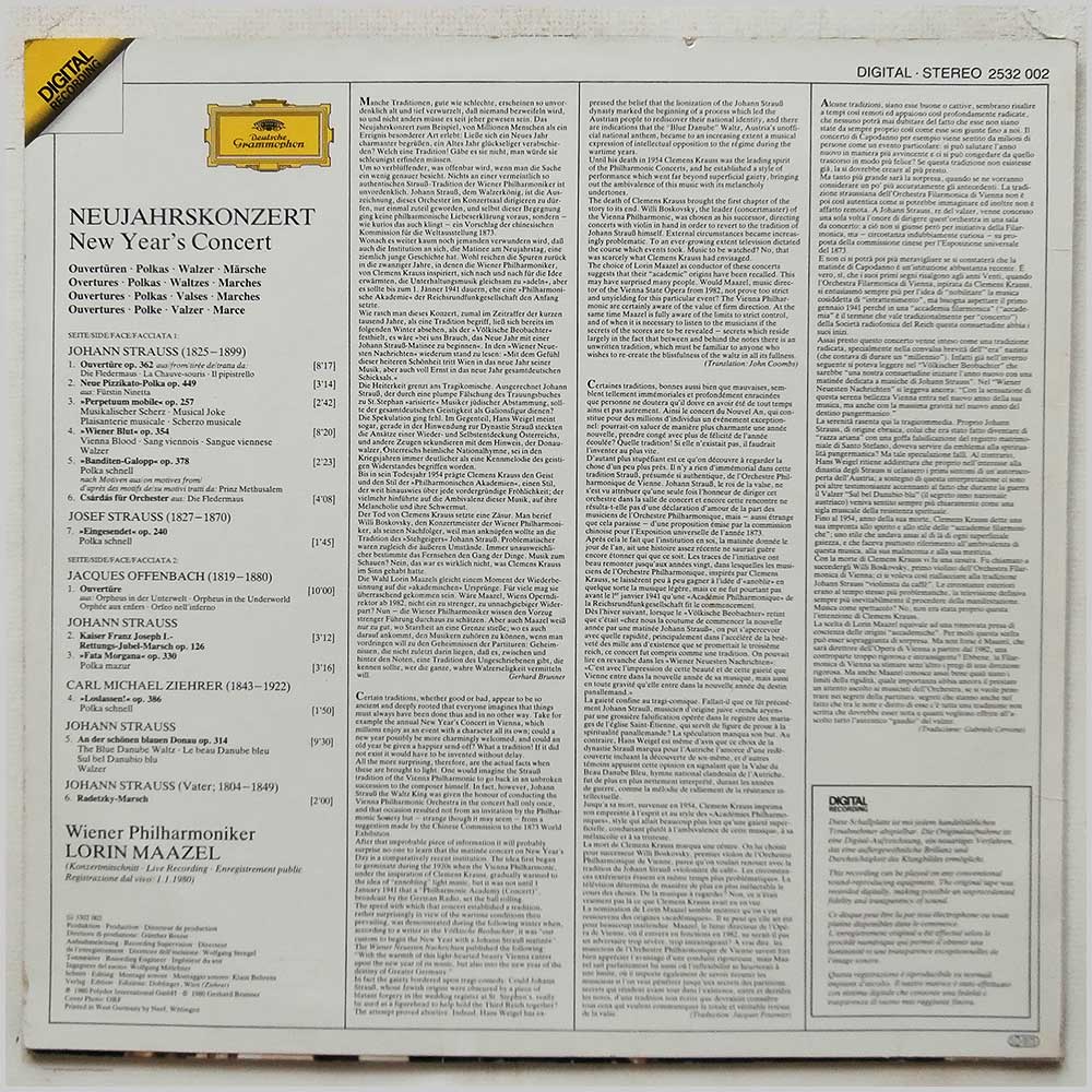 Lorin Maazel, Wiener Philharmoniker - Neujahrskonzert, New Year's Concert  (2532 002) 