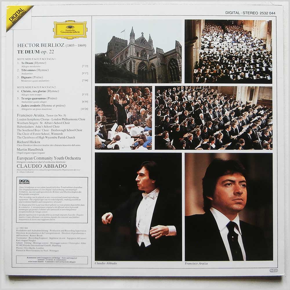 Claudio Abbado, London Symphony Chorus, London Philharmonic Choir, Wooburn Singers, Francisco Araiza, European Community Youth Orchestra - Berlioz: Te Deum  (2532 044) 