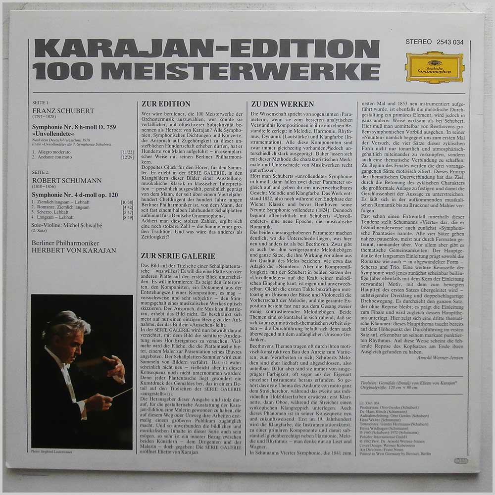 Herbert von Karajan, Berliner Philharmoniker - Franz Schubert: Symphonie Nr. 8 Unvollendete, Robert Schumann: Symphonie Nr. 4  (2543 034) 